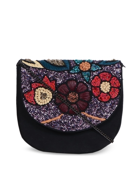 

Diwaah Black & Green Embellished Sling Bag