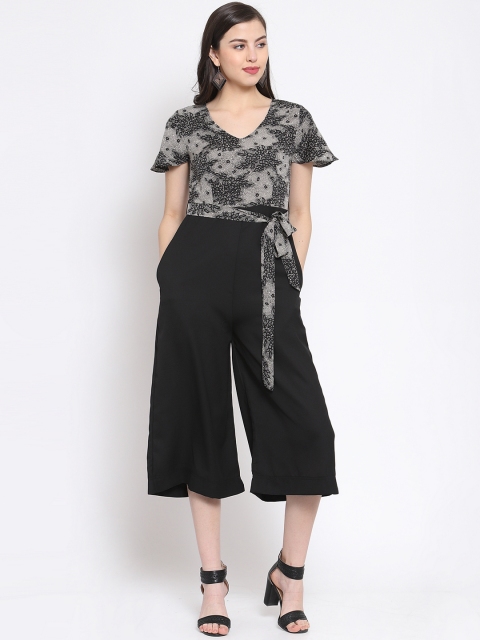 

Just Wow Women Black & White Printed Culotte Jumpsuit