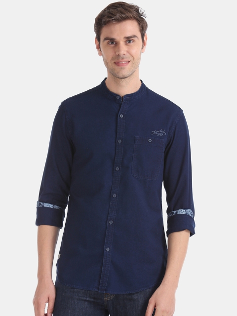 

Ed Hardy Men Blue Slim Fit Solid Casual Shirt