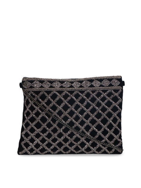 

Diwaah Black & Gunmetal-Toned Embellished Sling Bag