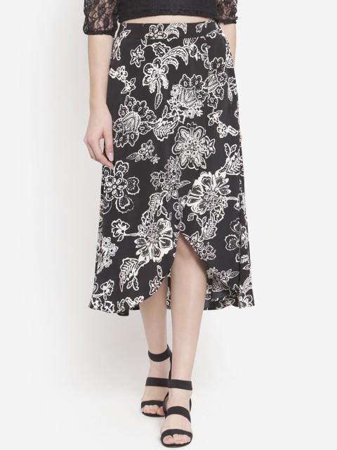 

MARTINI Women Black & White Printed Wrap Midi Skirt