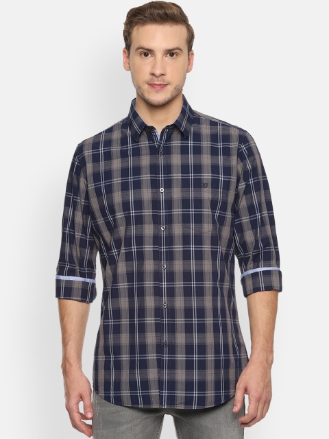 

Van Heusen Sport Men Navy Blue & Grey Slim Fit Checked Casual Shirt