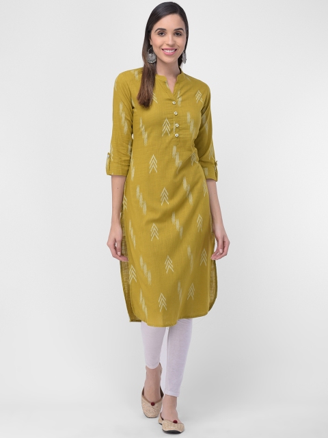 

aayusika Women Green & White Printed A-Line Kurta