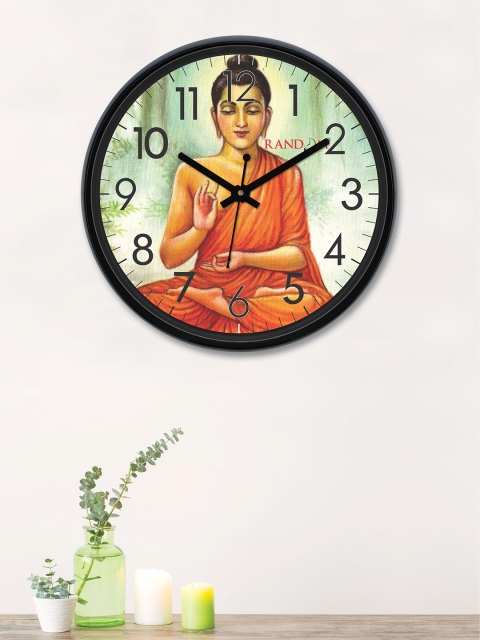 RANDOM Lime Green & Orange Round Printed 30 cm Analogue Wall Clock
