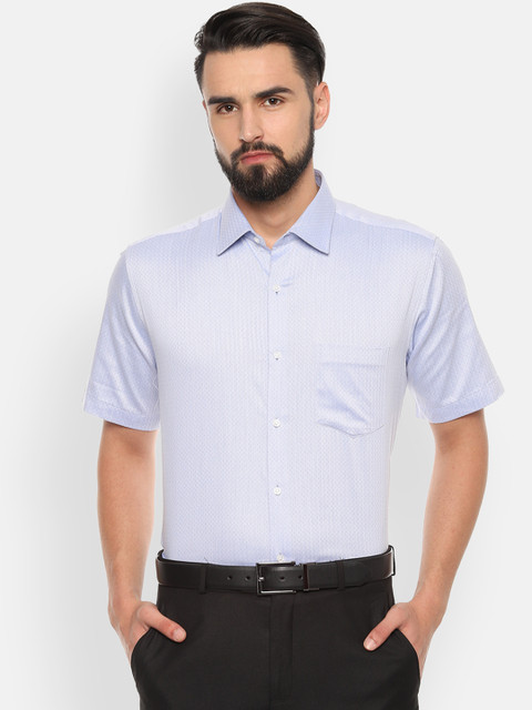 

Van Heusen Men Blue & White Regular Fit Self Design Formal Shirt
