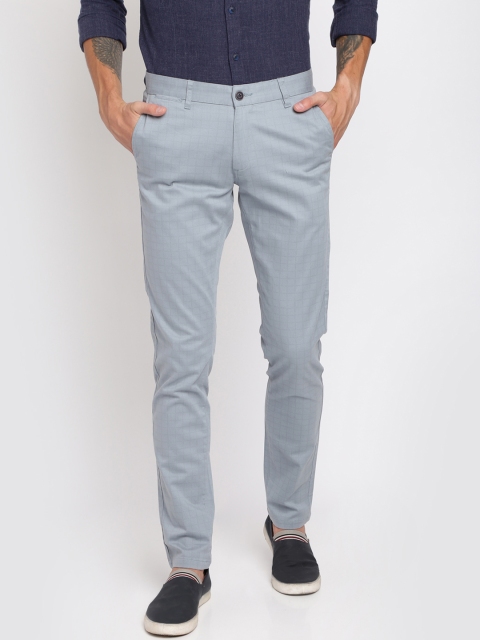 

Crocodile Men Blue Slim Fit Checked Regular Trousers