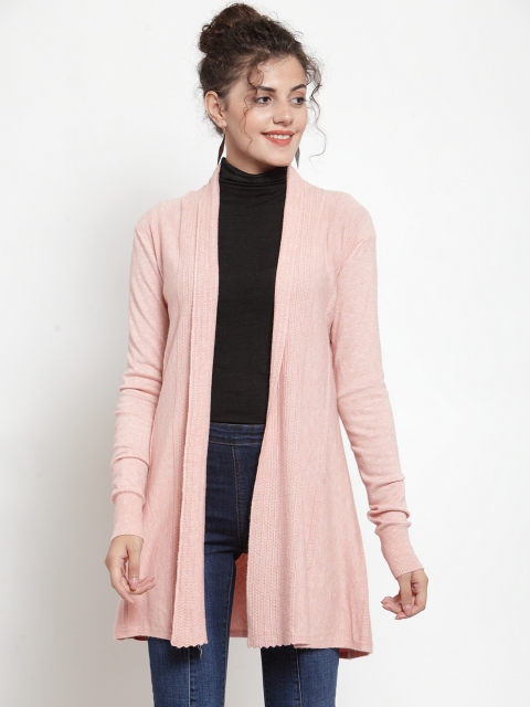 

Global Republic Women Pink Solid Open Front Shrug