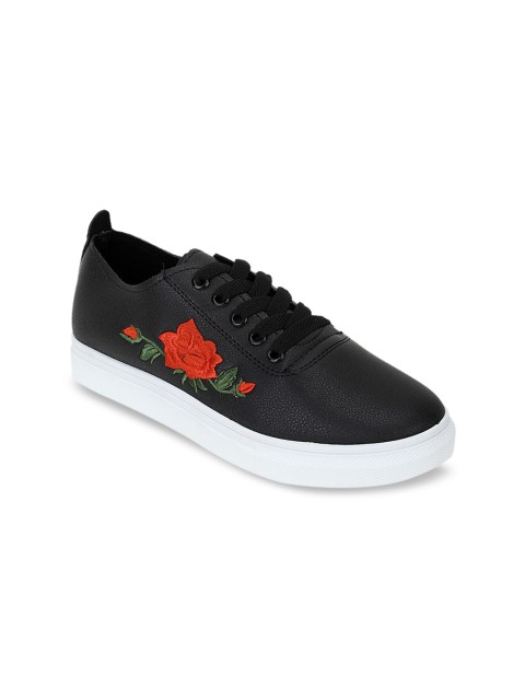 

Bloomtale Women Black Embroidered Sneakers