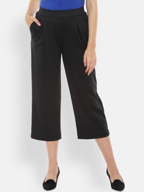 

Van Heusen Woman Black Regular Fit Solid Three-Fourth Length Parallel Trousers