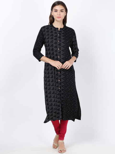 

Soch Women Black Printed Straight Kurta
