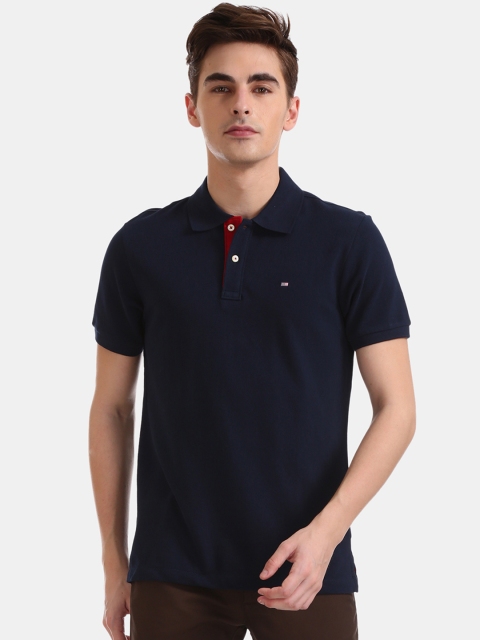 

Arrow Sport Men Navy Blue Solid Polo Collar T-shirt