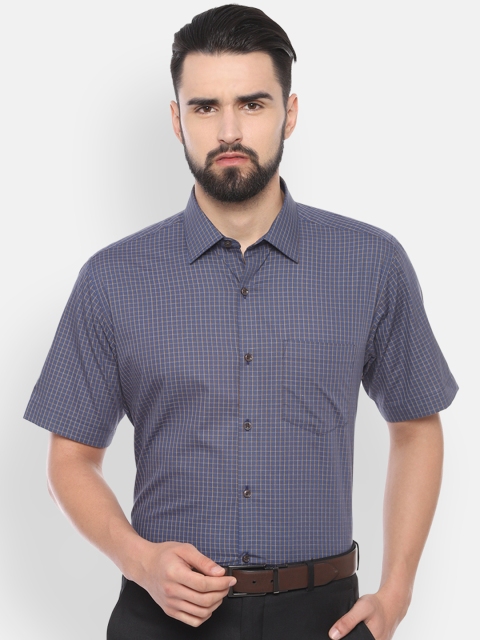 

Van Heusen Men Blue Regular Fit Checked Formal Shirt