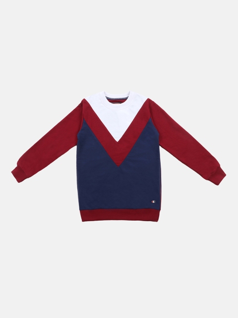 

Lil Tomatoes Boys Navy Blue & Maroon Colourblocked Sweatshirt