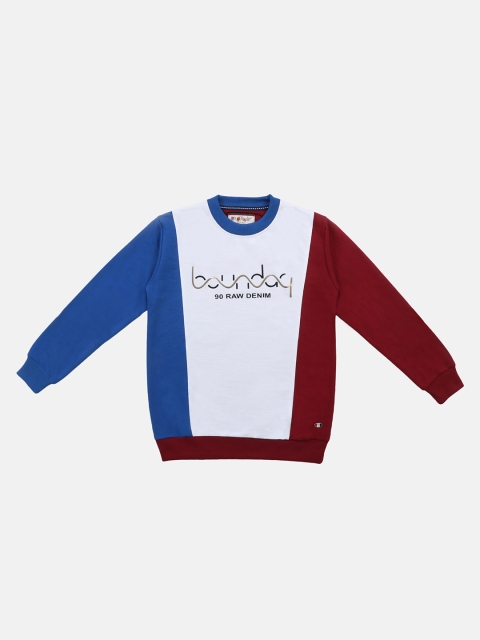 

Lil Tomatoes Boys White & Maroon Colourblocked Sweatshirt
