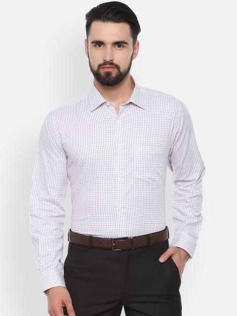 

Van Heusen Men White & Grey Regular Fit Checked Formal Shirt