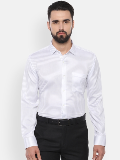 

Van Heusen Men Off-White & Blue Regular Fit Striped Formal Shirt