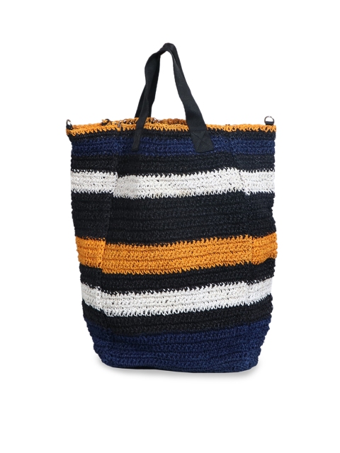 

Diwaah Black & White Knitted Striped Tote Bag