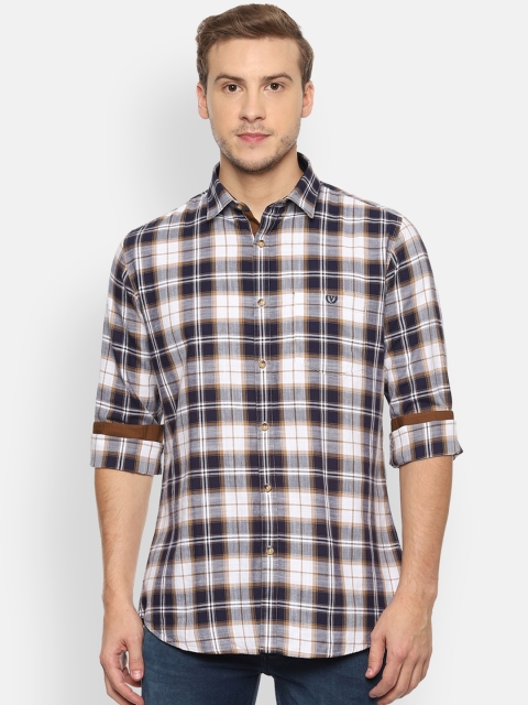 

Van Heusen Sport Men Navy Blue & White Slim Fit Checked Casual Shirt