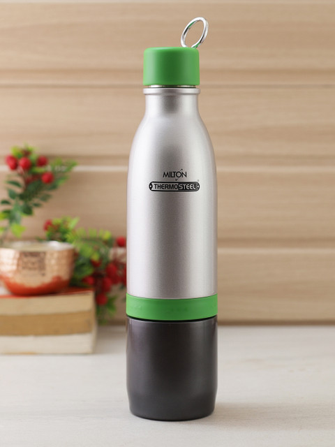 

Milton Silver-Toned & Grey CHAI PANI Stainless Steel Vaccum Insulated Hot and Cold Water Bottle 800ml