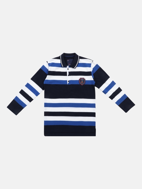 

Lil Tomatoes Boys Navy Blue Striped Henley Neck T-shirt