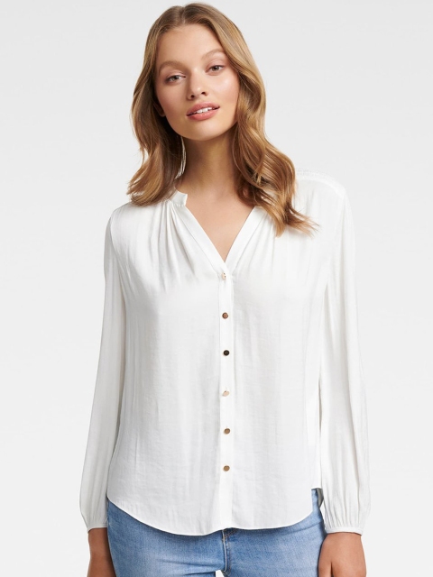 

Forever New Women White Regular Fit Solid Formal Shirt