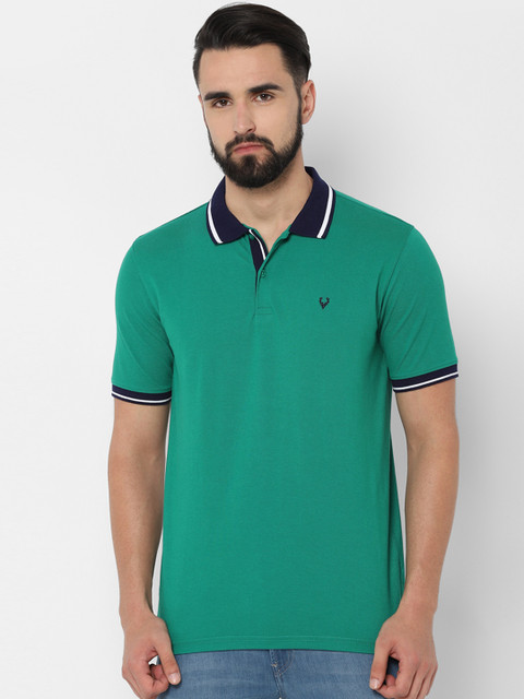 

Allen Solly Men Green Solid Polo Collar T-shirt
