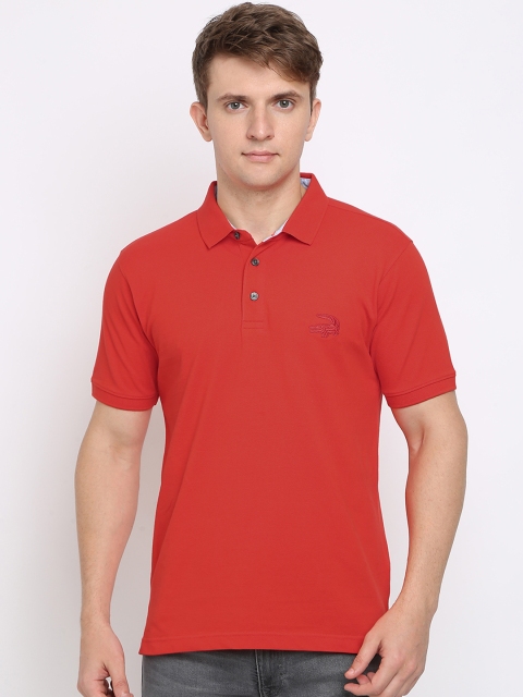 

Crocodile Men Red Solid Polo Collar T-shirt