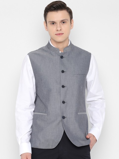 

Allen Solly Men Grey Woven Design Nehru Jacket