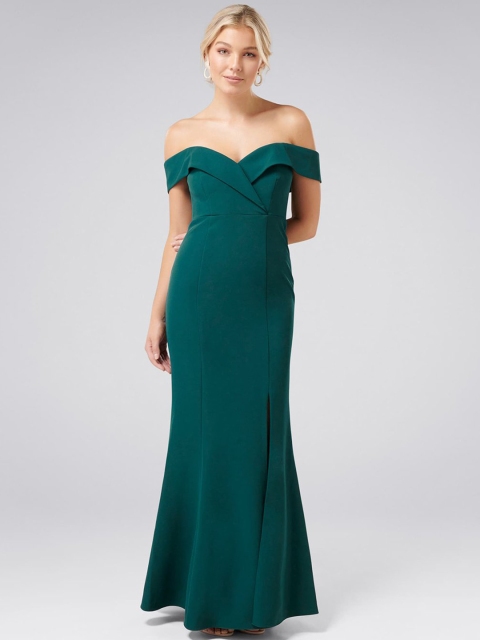 

Forever New Women Solid Green Maxi Dress