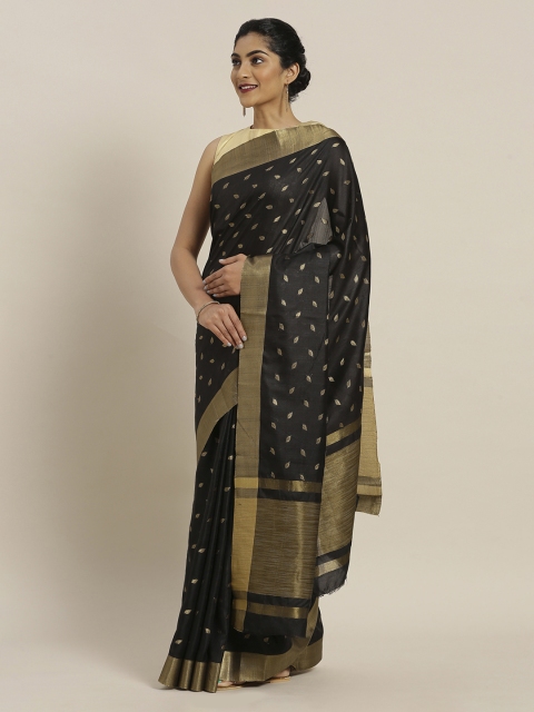 

Mitera Black Silk Blend Woven Design Chanderi Saree