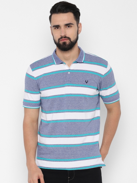 Allen Solly Men Blue Striped Polo Collar T-shirt