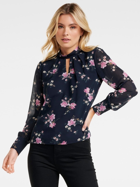 

Forever New Women Navy Blue Printed Top
