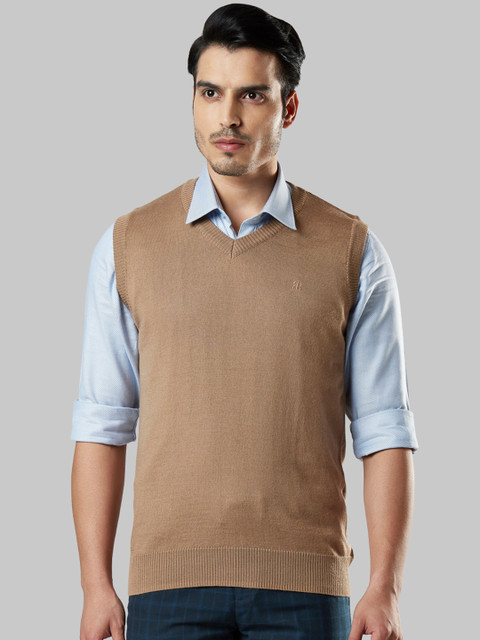 

Raymond Men Tan Brown Solid Sweater