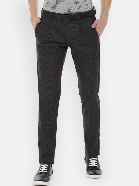 

Allen Solly Men Black Slim Fit Self Design Regular Trousers