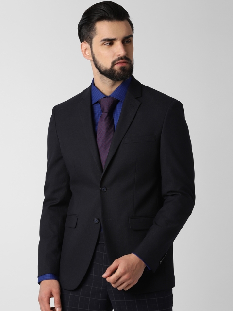 

Peter England Men Navy Blue Solid Slim Fit Single-Breasted Blazer