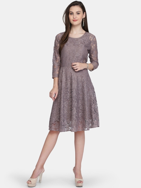 

Eavan Women Lavender Self Design Fit and Flare Dress
