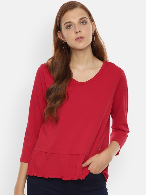 

Van Heusen Women Red Solid A-Line Top
