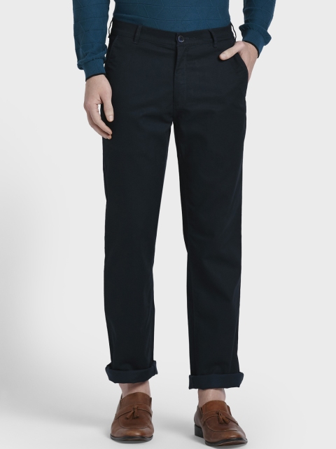 ColorPlus Men Navy Blue Original Regular Fit Solid Regular Trousers
