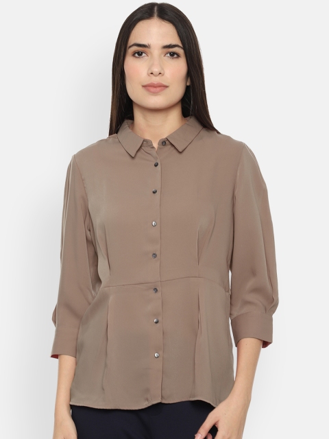 

Van Heusen Woman Brown Regular Fit Solid Casual Shirt