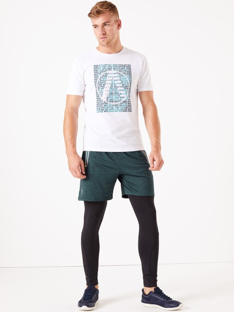 

Marks & Spencer Men Green Solid Slim Fit Sports Shorts