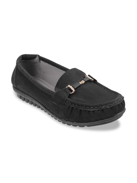 Mochi Women Black Solid Loafers