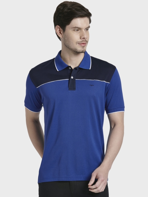 

ColorPlus Men Blue Colourblocked Polo Collar T-shirt