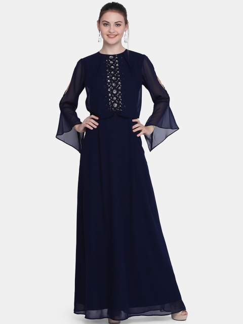 

Eavan Women Navy Blue Solid Maxi Dress