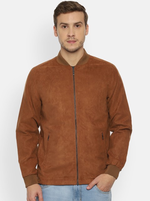 

V Dot Men Brown Solid Tailored Jacket