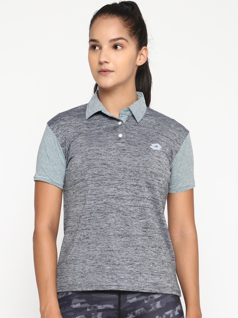 

Lotto Women Grey Solid Polo Collar T-shirt