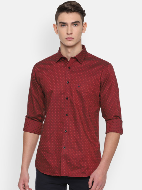 

Allen Solly Men Maroon Slim Fit Printed Casual Shirt
