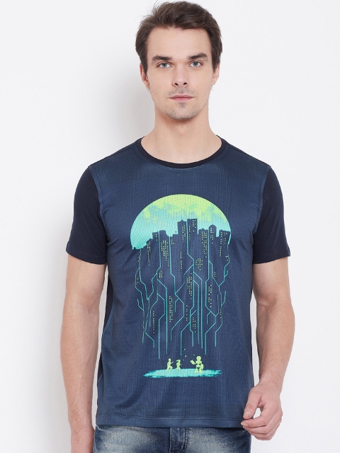

Wear Your Mind Men Navy Blue Printed Round Neck T-shirt