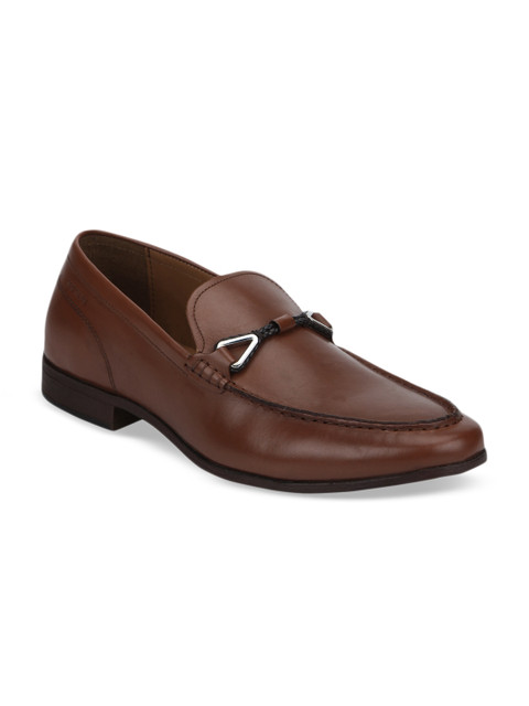 

Red Tape Men Tan Brown Solid Leather Horse-Bit Loafers