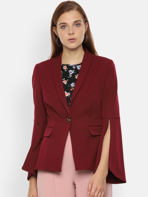 

Van Heusen Woman Maroon Solid Blazer