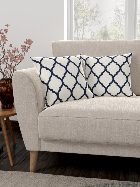 CURTAIN LABEL Blue & Beige Set of 2 Abstract Square Cushion Covers